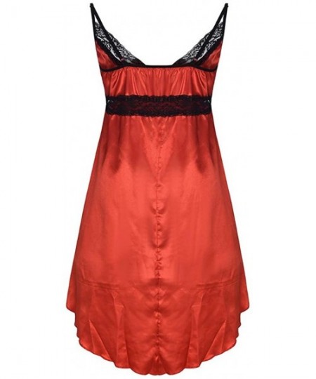 Garters & Garter Belts Women Lingerie Lace Deep V-Neck Plus Size Sleepwear Babudoll Underwear Chemise Nightdress - Z03-red - ...