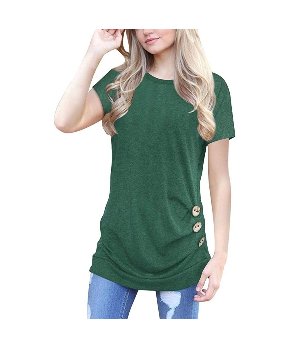 Thermal Underwear Women's Lace Patchwork Flare Ruffle Short-Sleeve T-Shirt Floral Shirt Top - B-green - CL18RA4W2DS