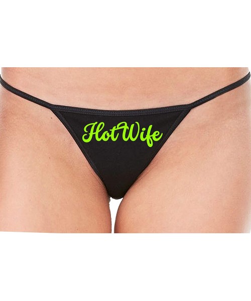 Panties HotWife Life Shared Lifestyle Hot Wife Black String Thong - Lime - CT195E40WQ3