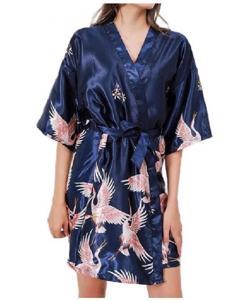 Robes Women Charmeuse Floral Print Pajamas Lounger V-Neck Sleep Robe AS9 XL - As9 - CX19DCU4YEO