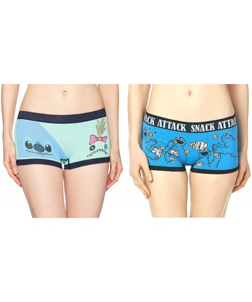 Panties Women's Seamless Boyshort Panties- Classic Mickey Mouse and Hello Kitty 2 Pack - Stitch & Cookie Monster - CT19674N6RE