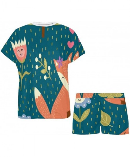 Sets Fox Love Cute Flowers Women Pajama Sets Sleepwear Casual Comfy Sleep Night Shirt - Multi 1 - C919CDHZ08A