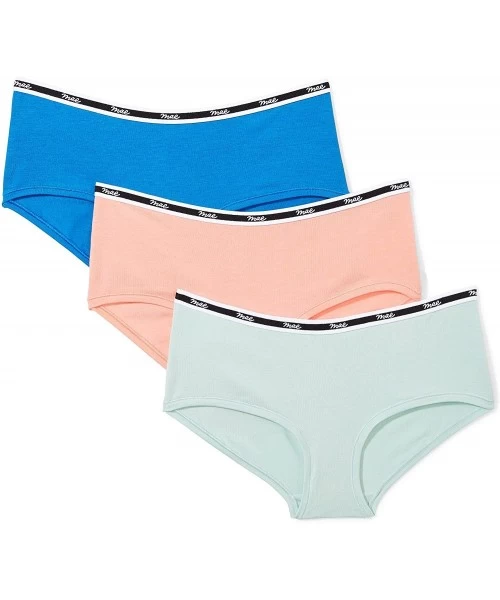 Panties Women's Matte Logo Elastic Modal Boyshort Underwear- 3 Pack - Desert Flower/Turkish Sea Blue/Harbor Grey - C7187CTC0X4