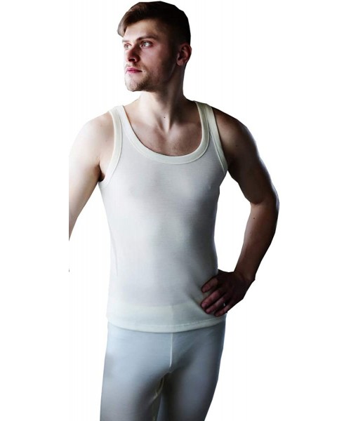 Undershirts Singlet Men's Tees Sleeveless Undershirts 100% Merino Wool XS-XXL - White - CK18UZH4SQE