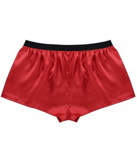 Boxers Men's Lightweight Shiny Stain Shorts Trunks Boxer Briefs Underwear Nightwear - Red - CE18GTI689R