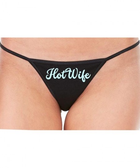 Panties HotWife Life Shared Lifestyle Hot Wife Black String Thong - Baby Blue - C5195DYM27R
