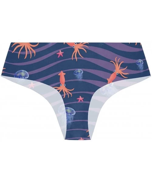 Panties Women's Bikini Panty Mardi Gras Fleur De Lis Seamless Underwear - Jellyfish Squids - CE18YLOXD3G