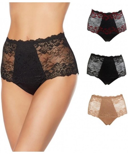 Panties Lace Overlay Pin-up Brief 3-Pack Panties - Classic Beauty - C618CQY779H