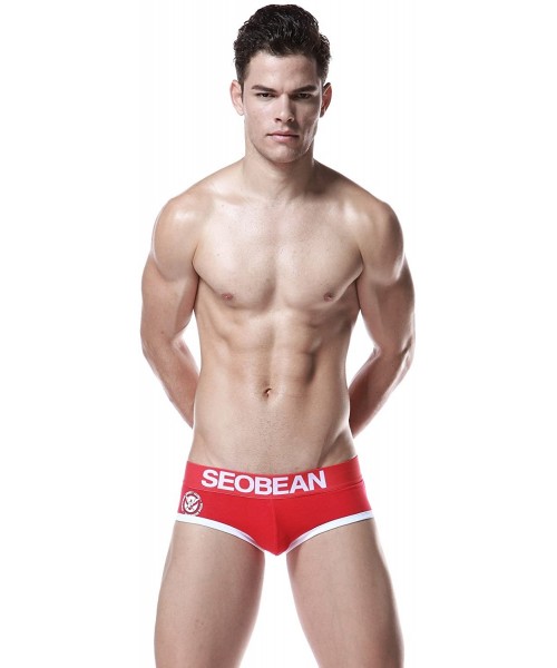 Boxer Briefs Mens Low Rise Sexy Trunk Boxer Brief Underwear - 2587 Red - C011U5C9GWX