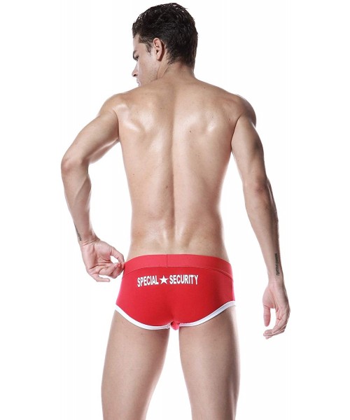 Boxer Briefs Mens Low Rise Sexy Trunk Boxer Brief Underwear - 2587 Red - C011U5C9GWX