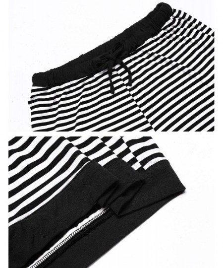 Bottoms Womens Pajama Shorts Cotton Sleep Shorts Eastic Stripe Pajamas Bottom - 01 Black Shorts - C918SU42UHU