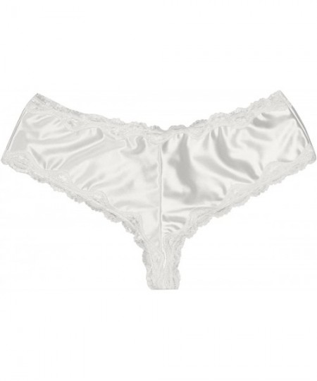 Briefs Mens Lace Trim Crossdresser Lingerie Underwear Sissy Pouch Girlie Bikini Briefs Thong - Ivory - CG19D0O38KK
