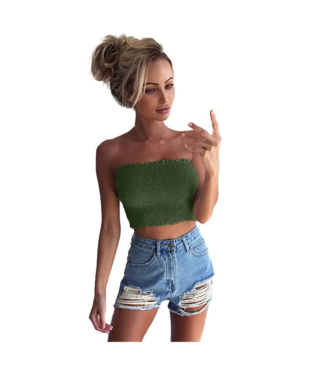 Camisoles & Tanks Tank Tops for Women Cropped-Sexy Crop Top Casual Summer Sleeveless Off Shoulder Stretchy Basic Strapless Tu...