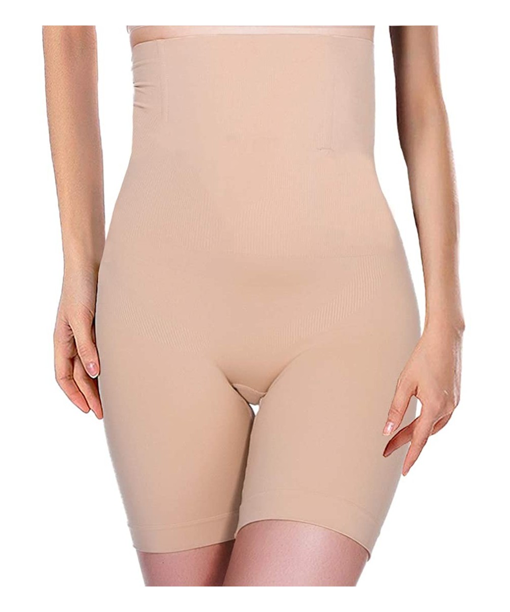 Shapewear Women's Shapewear Tummy Control High-Waist Mirror Essentials Body Shaper Shorts Seamless Thigh Panties - Nude - CT1...