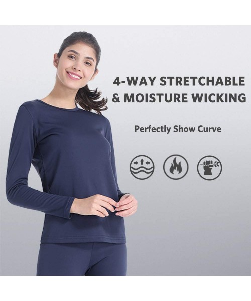 Thermal Underwear Womens Thermal Underwear Fleece Lined Long Johns Set Ultra Soft Base Layer - Navy - CU18YDKOHLO