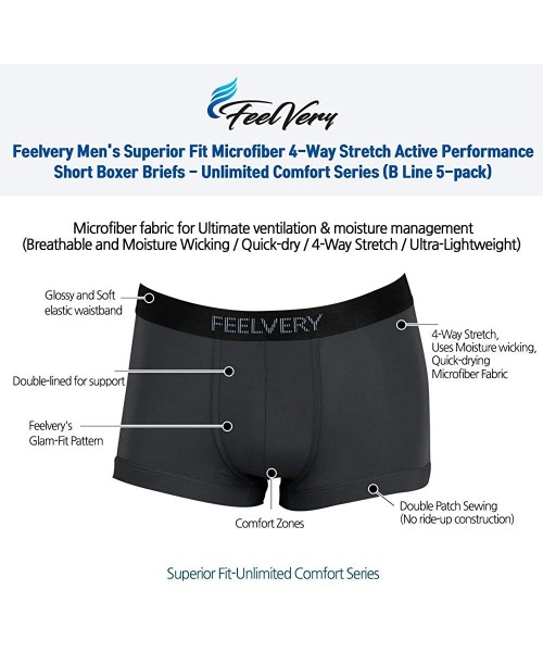 Boxer Briefs Men's Superior Fit Microfiber Active Performance Boxer Briefs Underwear - Unlimited Comfort Series - B Line_shor...