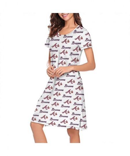 Nightgowns & Sleepshirts Women's Sleepwear Crew Neck Pajamas Short-Sleeve Nightgown Cute Nightdress - White-66 - CF18WROR977