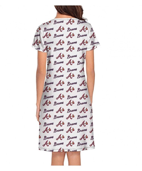 Nightgowns & Sleepshirts Women's Sleepwear Crew Neck Pajamas Short-Sleeve Nightgown Cute Nightdress - White-66 - CF18WROR977