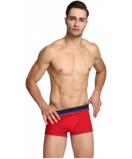 Boxer Briefs Mens 3-4 Packs Short Boxer Briefs Soft Comfortable Cotton Stretch Trunk Underwear - Hitcolor White Red Blue Navy...