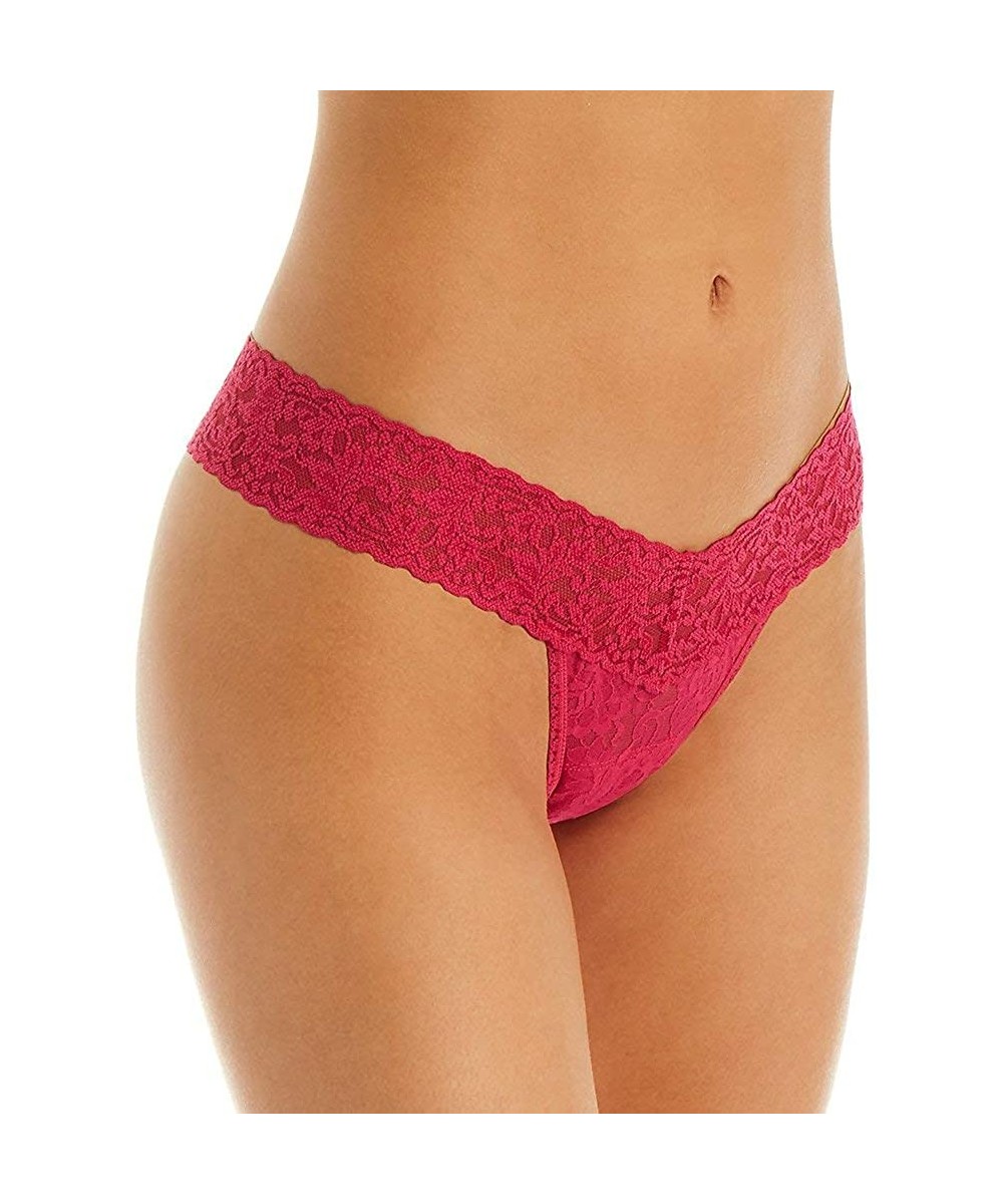 Panties Women's Petite Signature Lace Low Rise Thong White Thongs One Size - Venetian Pink - C018WE0KDOR
