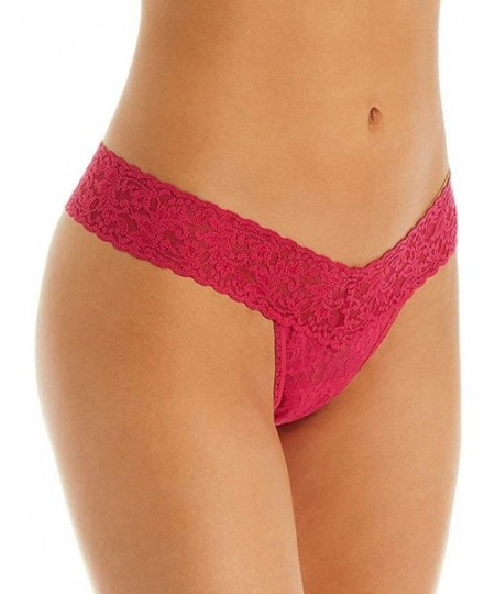 Panties Women's Petite Signature Lace Low Rise Thong White Thongs One Size - Venetian Pink - C018WE0KDOR