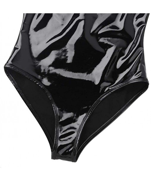 Baby Dolls & Chemises Faux Leather Lingerie for Women Sexy Jumpsuit Bodysuit Teddy Underwear Sleepwear Underwear Black S-XXXX...