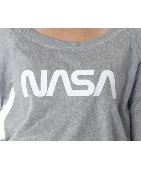 Sets NASA Worm Logo Women's Juniors' Space Shuttle Patches Shirt and Jogger Pants Pajama Set - Nasa Worm Logo - C2190YN8YW8