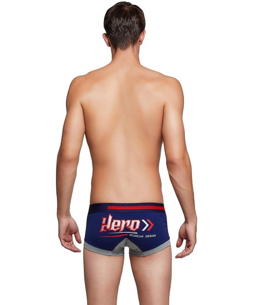 Boxer Briefs Mens Low Rise Shiny "Hero" Boxer Brief Underwear - 90233 Navy - CC18ANDZREA