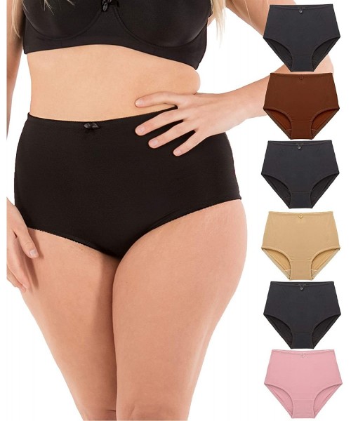 Panties 6 Pack Women's High-Waist Tummy Control Girdle Panties - Cool Touch - C811L1PXSD1