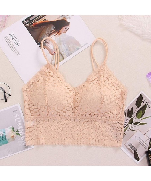 Camisoles & Tanks Lace Bra Camisole Lace Bandeau Bra Lace Top for Women Girls Sports Daily Favor - Beige - CV196OZNN39
