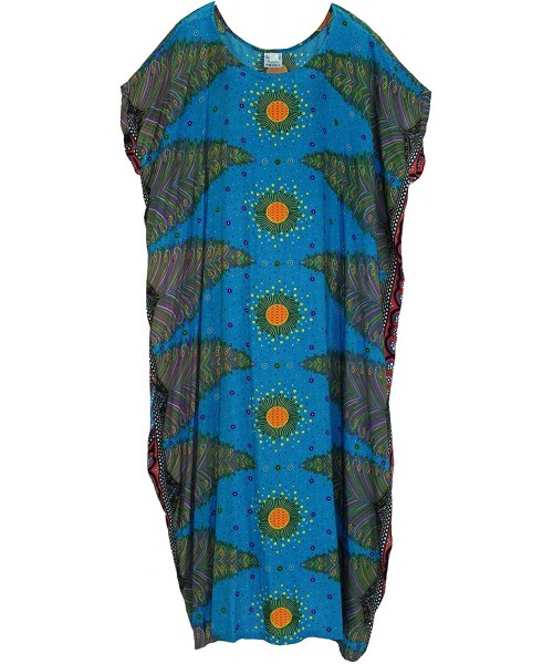 Nightgowns & Sleepshirts Bohomein Flora Printed Women Plus Size Kaftan Kimono Loungewear Maxi Long Dress - Blue-14206 - C3192...
