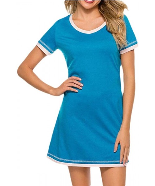 Tops Women Sleepwear Casual Nightgowns Short Sleeve V Neck Sleepshirt - 2 - CK19DD8QDDN