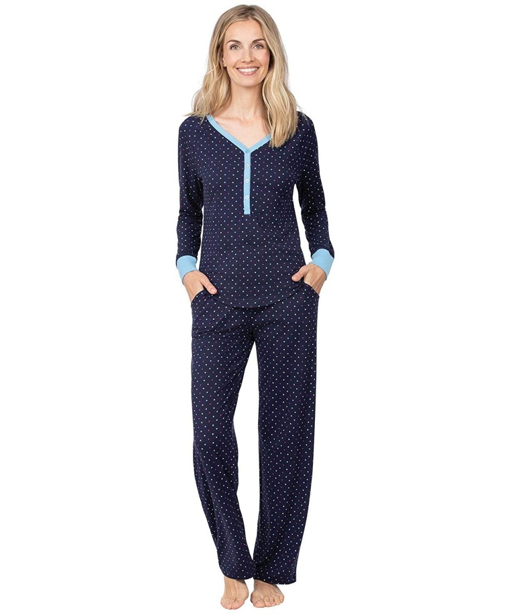 Sets Pajamas for Women - PJ Sets for Women- Whisper Knit - Navy Dots - CK18SHSE6AD