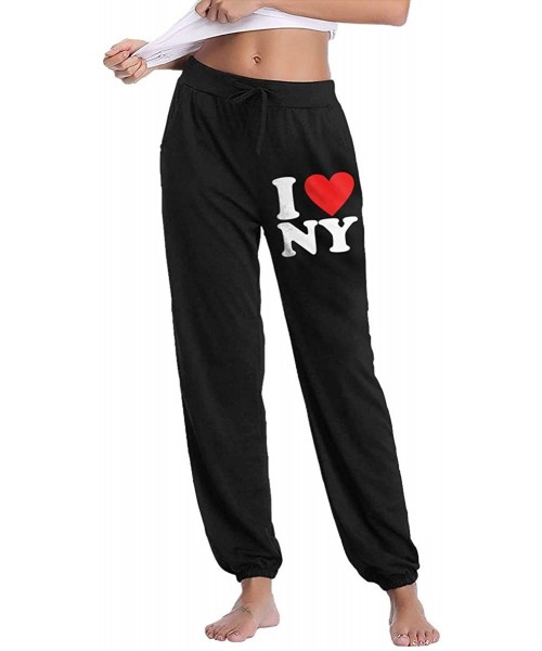 Bottoms I Love NY New York Womens Drawstring Waist Yoga Legging Active Pant with Pocket - CB18YTLKS7Q