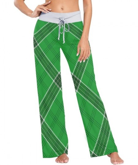 Bottoms Art Seamless Patterns Green Women Loose Palazzo Casual Drawstring Sleepwear Print Yoga Pants - CK19CSEZDOR