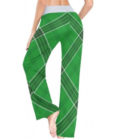 Bottoms Art Seamless Patterns Green Women Loose Palazzo Casual Drawstring Sleepwear Print Yoga Pants - CK19CSEZDOR