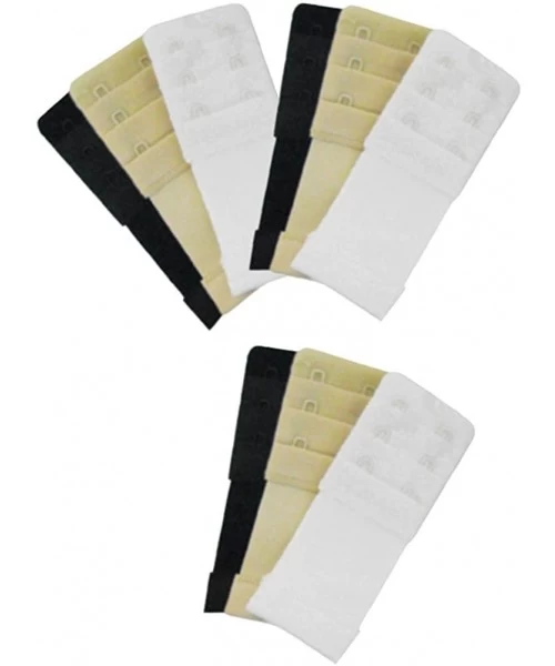 Accessories Women's Pack of 9 Comfortable Bra Extenders - Black White & Beige - Black White and Beige - 2 Hooks - C418EXKUQNW
