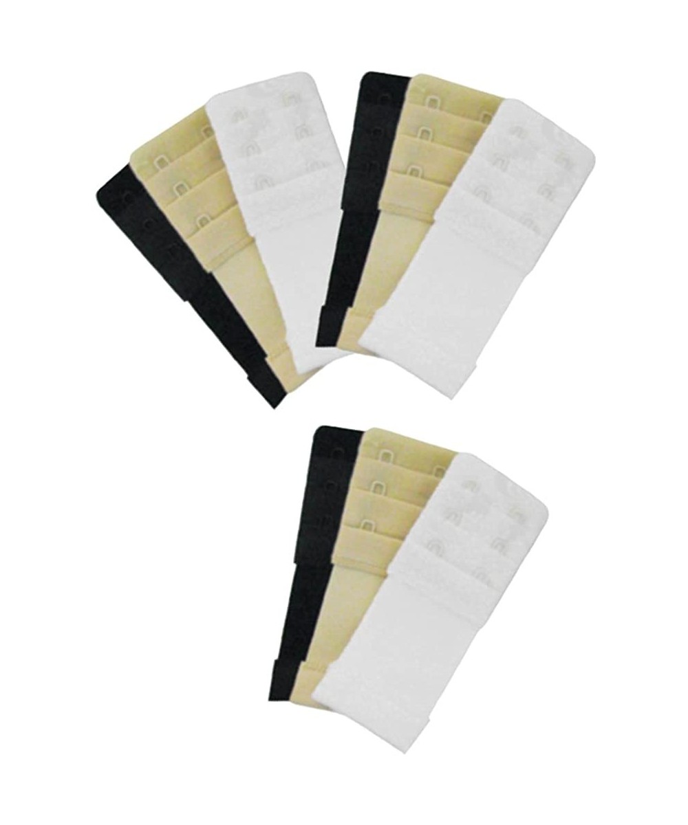 Accessories Women's Pack of 9 Comfortable Bra Extenders - Black White & Beige - Black White and Beige - 2 Hooks - C418EXKUQNW