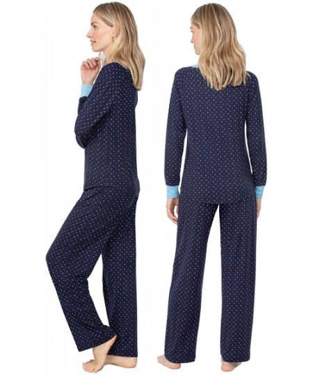 Sets Pajamas for Women - PJ Sets for Women- Whisper Knit - Navy Dots - CK18SHSE6AD