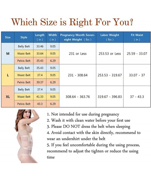 Shapewear 3 in 1 Postpartum Support Belly Wrap - Postpartum Waist Trainer Body Shaper Recovery Belt for Women - Beige - CV18R...