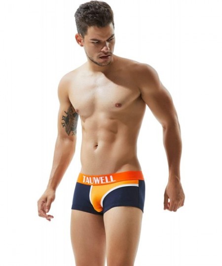Boxer Briefs Mens Low Rise Sexy Trunk Boxer Brief Short Pants Underwear - 7207 Navy/Orange - CR18HMZ2W5Z