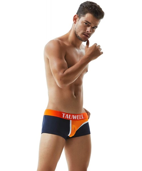 Boxer Briefs Mens Low Rise Sexy Trunk Boxer Brief Short Pants Underwear - 7207 Navy/Orange - CR18HMZ2W5Z