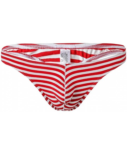 Briefs Mens Underwear Thong Briefs Soft Breathable Knickers Short Sexy Briefs - Red - CE18SEXZET2