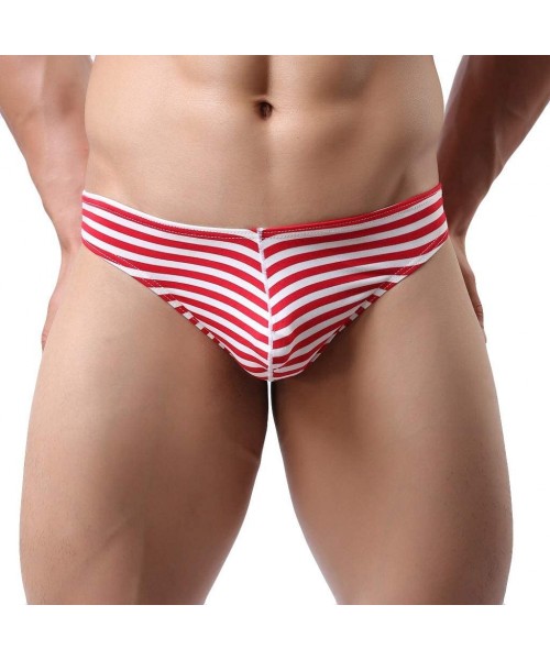 Briefs Mens Underwear Thong Briefs Soft Breathable Knickers Short Sexy Briefs - Red - CE18SEXZET2