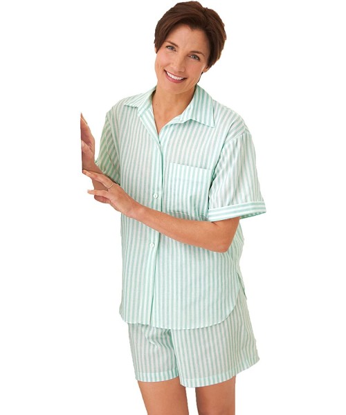 Sets Striped Shortie Pajamas - Aqua - C61118O3N85