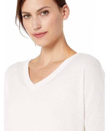 Tops Women's Pajamas 3/4 Sleeve Pj Lounge Shirt - White - C318HU5WQUT