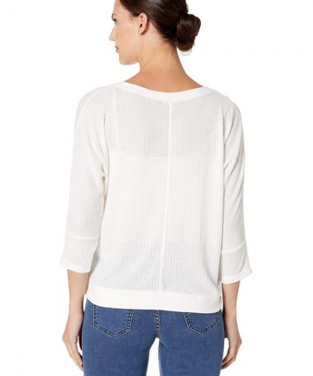 Tops Women's Pajamas 3/4 Sleeve Pj Lounge Shirt - White - C318HU5WQUT