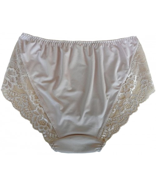 Panties Women's Plus Size Briefs Hi Cut Full Brief Panty Lace Trimmed Milk Protein Fiber Underwear - Beige - CY12G07VTFD