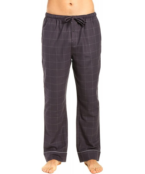 Sleep Bottoms 100% Cotton Mens Flannel Pajama Pants with Pockets & Drawstring - Windowpane Checks - Iron - CS18337Z0KM