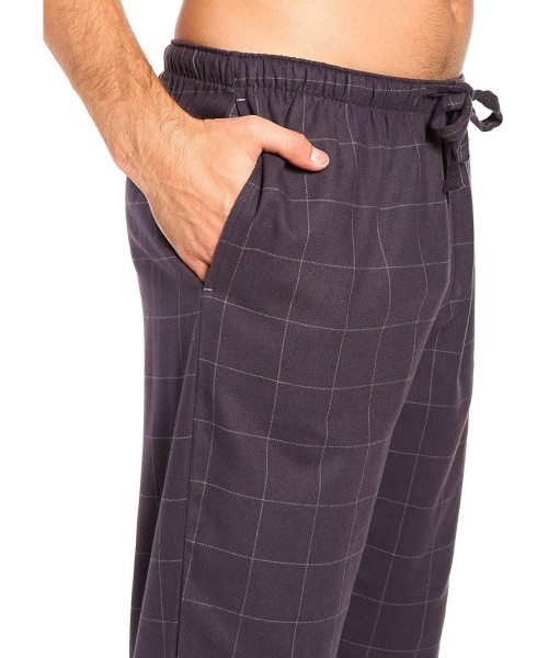 Sleep Bottoms 100% Cotton Mens Flannel Pajama Pants with Pockets & Drawstring - Windowpane Checks - Iron - CS18337Z0KM